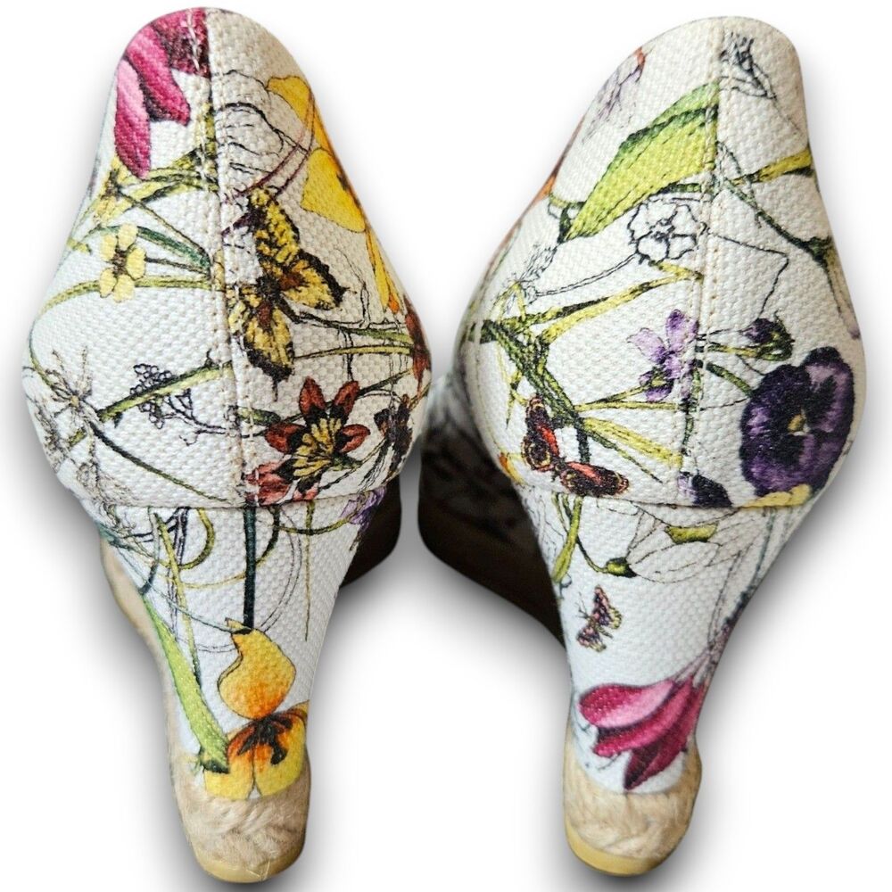 Gucci Flora Horsebit Canvas Espadrille Peep Toe Wedges Size EU 36 / US 5.5 - Picture 5 of 14